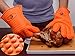 GK’s Premium BBQ Dream Set: 100% Mess Proof Silicone BBQ Smoker Gloves for BBQing All Day Plus Super Sharp Solid Meat Claws for Shredding Plus Silicone Basting Brush | Smoker Accessories for Men and Women (Orange)