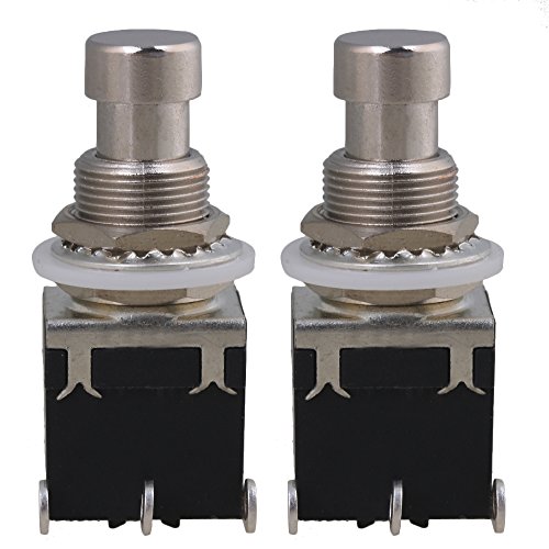 Lovermusic Black Plastic Large 3 Pins Electric Guitar Effects Pedal Box Momentary Stomp Non-latching Foot Switch Pack of 2
