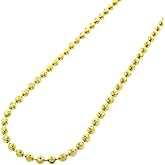 Verona Jewelers 925 Sterling Silver Moon Cut Bead Chain Necklace, 2MM 3MM 4MM-Dog Tag Ball Link Necklace, Silver Beaded Necklace in,Rhodium and Yellow Gold,Men and Women, 16-36