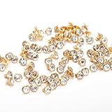 Surepromise 100pcs 7mm Diamante Diamond Clear Gold Crystal RIVET STUDS Rock Leather Bag