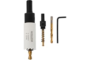 MOLLOM (22mm | 7/8") HSS M42 with 8% Cobalt BI-Metal Hole Saw with 2 Pilot Drill Bits & Arbor Smooth Cutting for PVC,Drywall,