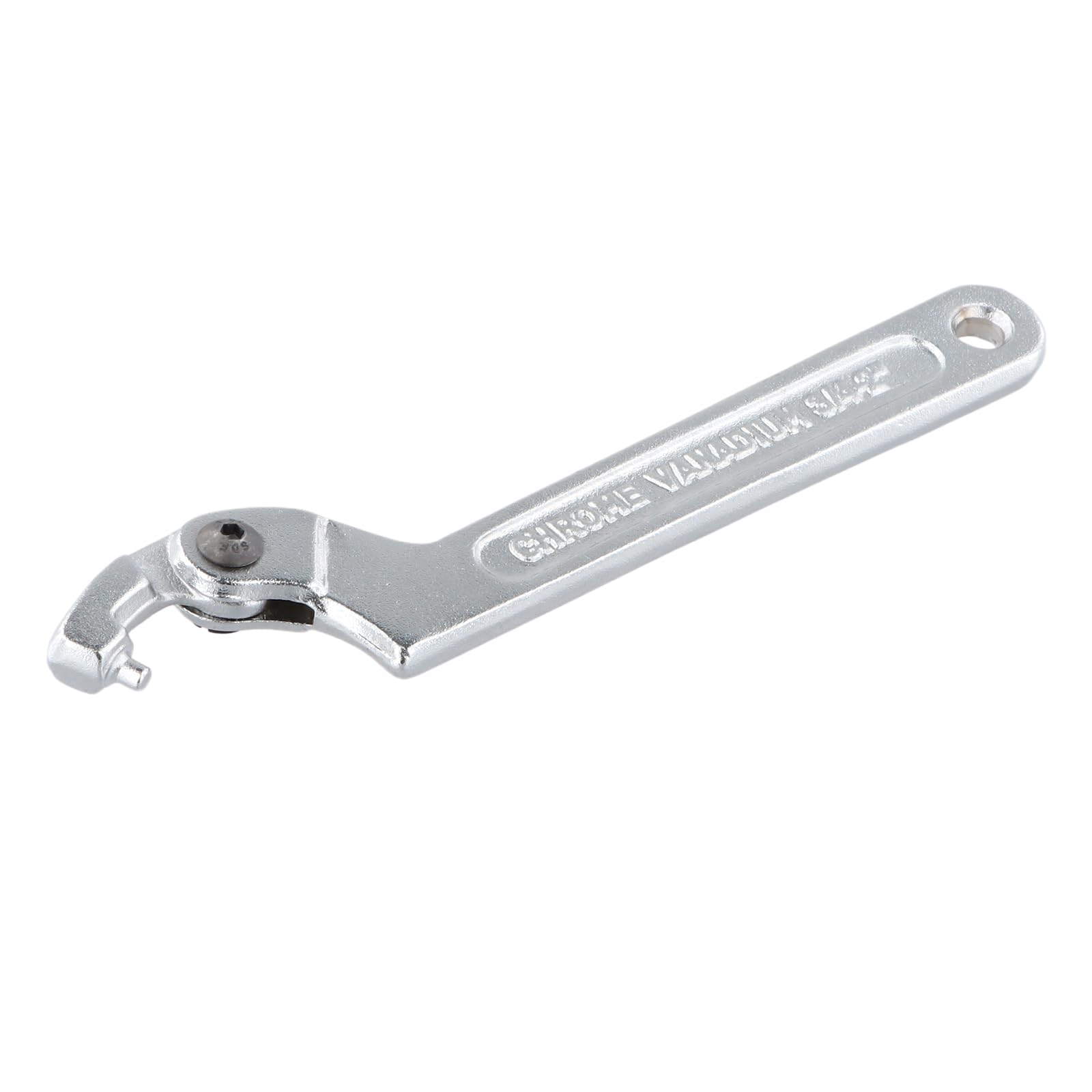 Adjustable C Spanner Hook Wrench Tool Chrome Vanadium 3/4”-2” (19-51mm), Pin Spanner Wrench Tool for Tightening Side Slot Nuts on Collars Lock Nuts and Bearings, Round Head