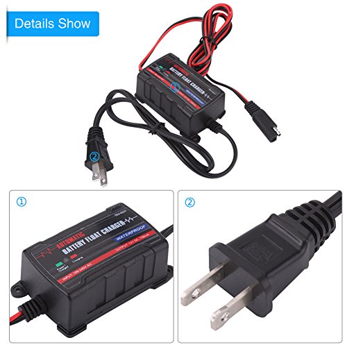 Cuque 6V 12V Battery Charger Automatic Battery Trickle Charger for Automotive Motors ATV RV (US Plug) Perfect Equipment Car Motorcycle Vessel All-Terrain Vehicle UTV Battery Maintenance and Charging
