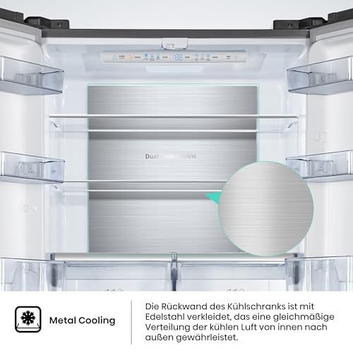 Hisense RF540N4SBF2 French Door Kühl-Gefrierkombination/ NoFrostPlus/ Inverter-Kompressor/ Multiflow 360°/ SuperCool/ 181,7 cm/ Kühlteil 302 l/ Gefrierteil 178 l/ 40 dB/ 310 kWh/ Jahr/ Schwarz 10
