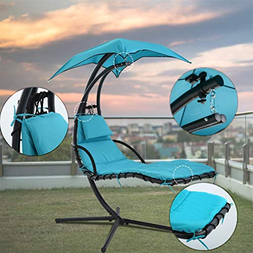 BMS Patio Chair Hanging Chaise Lounger Chair Floating Chaise Canopy Swing Lounge Chair Hammock Arc Stand Air Porch Stand for Outdoor Indoor