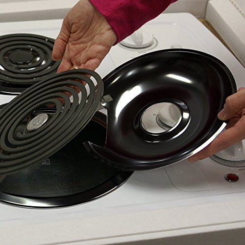 Range Kleen P1056RGE8 Style D Black Porcelain 4Pack Drip Pans and 4