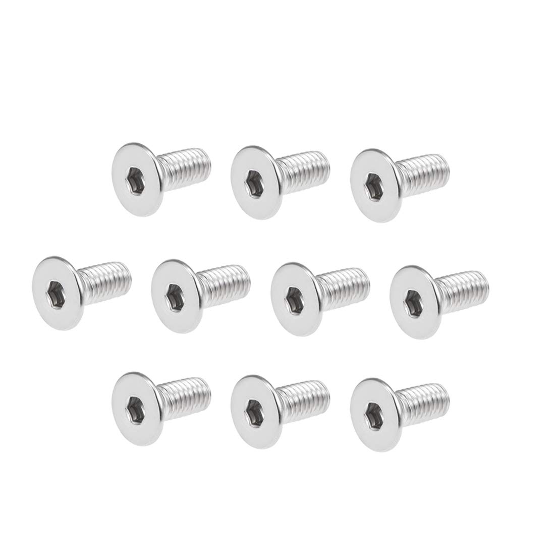 sourcing map M5x12mm Flat Head Machine Screws Inner Hex Screw 304 Stainless Steel Fasteners Bolts 20Pcs