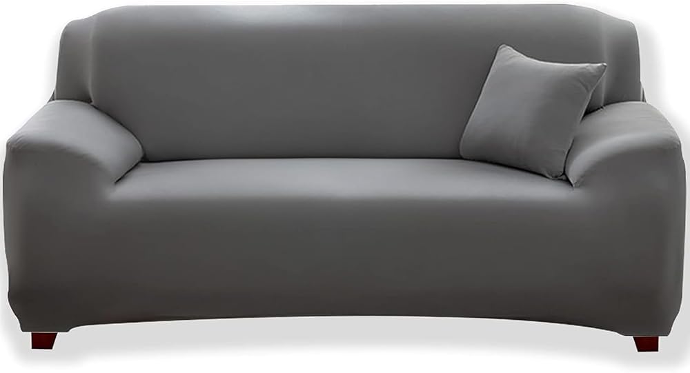 Teynewer 1-Piece Stretch Sofa Cover 4-Seater Grey Non-Slip Elastic Slipcover