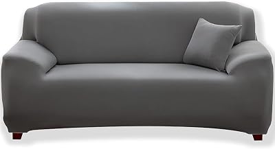 Teynewer 1-Piece Stretch Sofa Cover 4-Seater Grey Non-Slip Elastic Slipcover