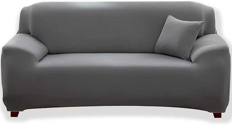 Teynewer 1-Piece Stretch Sofa Cover 4-Seater Grey Non-Slip Elastic Slipcover