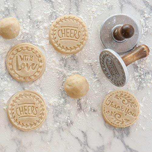 Nordic Ware Greetings Cast Cookie Stamps, 3inch rounds, Silver