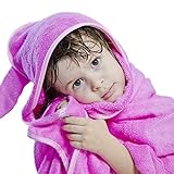 Rozeclas Baby bamboo hooded towel- 600gsm - Ultra soft super Snuggle Technology - Washcloth set - luxury bamboo 100%organic - Super absorbent and also perfect for sensitive skin - pink towel for girl