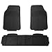 FH Group Car Floor Mats -Climaproof Trimmable Automotive Floor Mats, Full Black Set Heavy-Duty Rubber Floor Mats for Cars, Universal Fit Full SetFloor Mats for Most Sedan, SUV, Truck Floor Mats