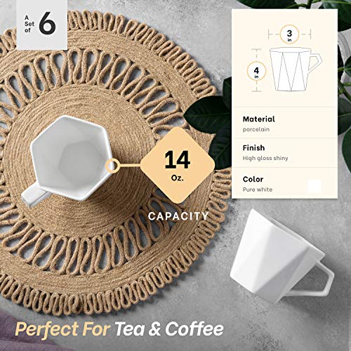 MITBAK 6-Pack Ceramic Coffee Mug Set (14-Ounce) White Coffee Mugs Suitable For Coffee, Tea, Cappuccino And More| Large Mug Set with Handles| Dishwasher, Oven, Microwave Safe - Image 7