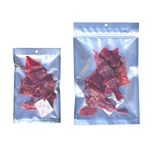 AwePackage Clear Silver Flat Pouch Zipper Bag with Oxygen Absorber for Home Made Jerky (50, 7x11"(10oz)) - Thumbnail 4
