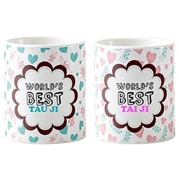 Buy Souvenir Connect World S Best Tau Ji Tai Ji Gifts For Indian Uncle Aunt Bade Papa Badi Mummy Gift For Taya Abbu Printed Coffee Mugs For Couples Set Of 2 White Mugs
