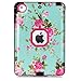 iPad Mini Case, TabPow [Shockproof][Drop Protection][Heavy Duty] Three Layer Rugged Hybrid Hard Case Cover for iPad Mini and iPad Mini 2 with Retina, Rose Floral Flower Hot Pink