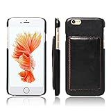 Premium Leather Wallet [ Flip Bracket ] Case Cover for iPhone 6 Plus / iPhone 6S Plus 5.5 Inch Phone (Bracket - Black)