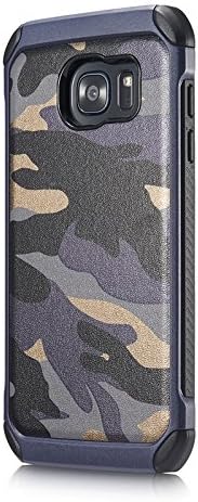 Fast Jewelry Galaxy S6 Edge Plus Case,Heavy Duty Shockproof Drop Proof Armor Plastic And Leather TPU Hybrid Rugged Camouflage Cover Case For Samsung Galaxy S6 Edge Plus - Navy Blue