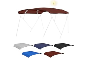 Fuprosico Bimini Top Replacement Canvas with Light Hole for Boat, 4 Bow 8L 91-96W Bimini Top Cover with Storage Boot, 900D Heavy Duty Waterproof Marine Polyester, Without Frame, Burgundy