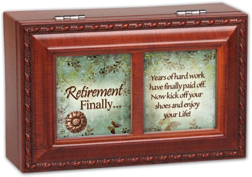 Cottage Garden Retirement Finally Woodgrain Petite Music Box/Jewelry Box Plays Wonderful World