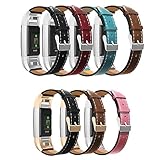 HOMEKE Replacement Bands for Fitbit Charge 2, Genuine Leather Bracelet Strap with Stainless Steel Buckle