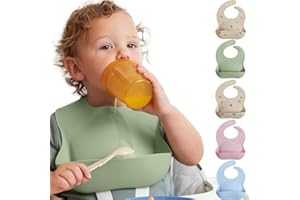 MIGHTY MONKEY BPA Free Waterproof Silicone Feeding Bib, Baby and Toddler Adjustable Food Catcher, Dishwasher Safe Bibs, Eating and Drinking Essentials for Boys, Girls, Drooling Teething Babies, Sage