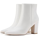Rollda SUEDI Women's Pointed Toe Ankle Boots Chunky High Heel Ankle Booties Side Zipper Short Boots