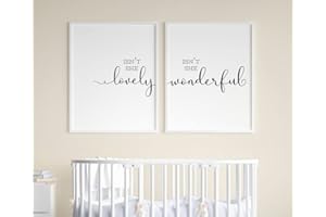 JESC Set Of 2 Poster Prints Isn't She Lovely Isn't She Wonderful Wall Art Canvas Painting For Girl Nursery Baby Girl Room Home Decor No Frame New Born Girl Gifts