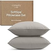 Coop Home Goods Comphy SoftSpa Pillowcase Set of 2, Dove Grey Super Soft Pillow Cases Queen, Luxury Spa, Breathable, Hotel Quality Pillow Cases