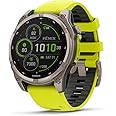 Garmin fēnix® 8 – 47 mm, Solar, Sapphire, Premium Multisport GPS Smartwatch, Long-Lasting Battery Life, Dive-Rated, Built-in LED Flashlight, Titanium with Amp Yellow/Graphite Band