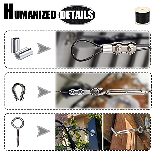 WAYSKA String Light Hanging Kit with 250 Ft Nylon Coated Stainless