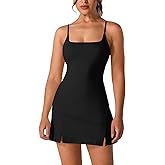 ABOCIW Womens Spaghetti Strap Tennis Dress with Shorts Sleeveless Side Slit Workout Golf Athletic Dress