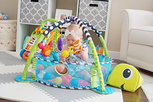 3 in 1 Baby Play Mat with Balls-Plush Turtle Activity Gym and Ball Pit