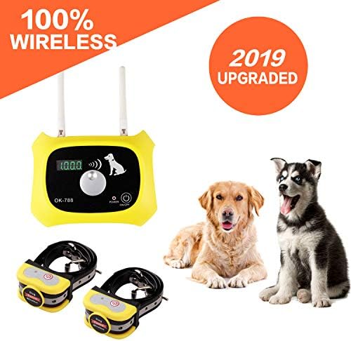 JUSTSTART Wireless Dog Fence Electric Pet Containment System, Safe Effective Anti Over Shock Design, Adjustable Control Range Up to 1000 Feet & Display Distance, Rechargeable Waterproof Collar
