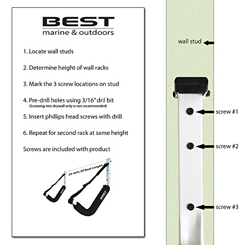 Best Marine Kayak Storage Rack 2 Wall Mount Garage Hooks for Kayaks
