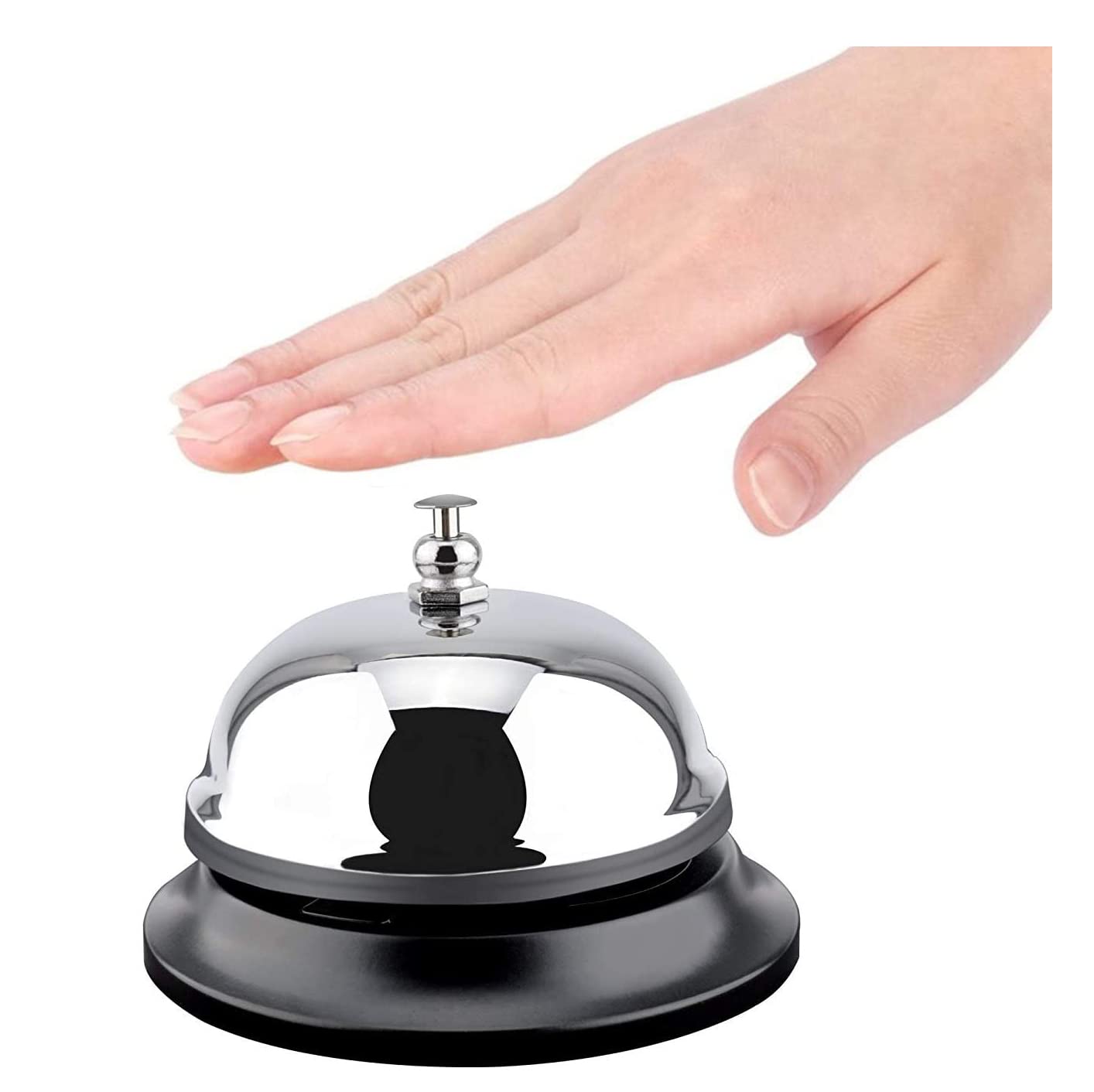 KAIAIWLUO Call Bell, Stainless Steel Chrome Finish Desk Bell for Hotels, Kitchen, Schools, Restaurants, Reception Areas, 10 * 8CM