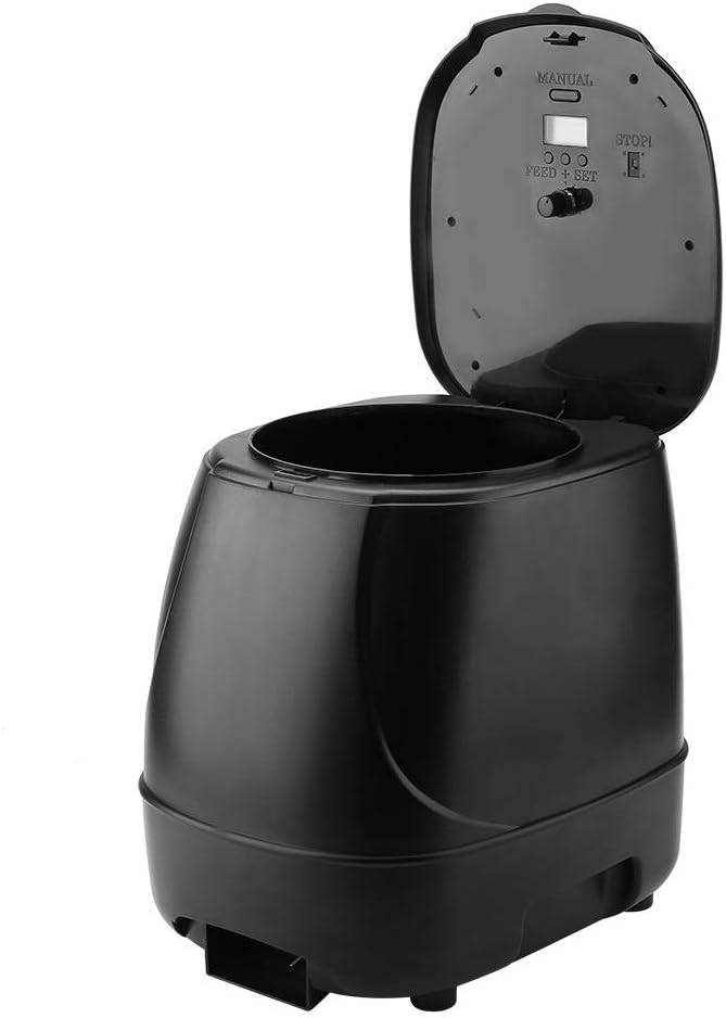 Automatic Feeders, Intelligent Automatic Timing Feeding Device with LCD Panel, 10 Liters of Large Capacity & 120° Throwing & Multi-position Adjustment, Suitable for Outdoor Feeding Fish Ponds Aquarium