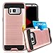 Jwest Galaxy S8 Plus Case, S8 Plus Wallet Card Holder Rubber Bumper Hard PC Back Hybrid [Dual Layer] Shockproof Cover with Card Slots for S8+ Plus 6.2 inch (2017)-Rose Gold