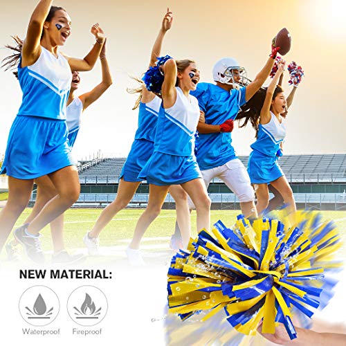 ANALAN 15 Colors Pack of 2 Plastic Cheerleading Pom Poms for Sport Team Kids Adult (Red Black and Silver) - Thumbnail 2