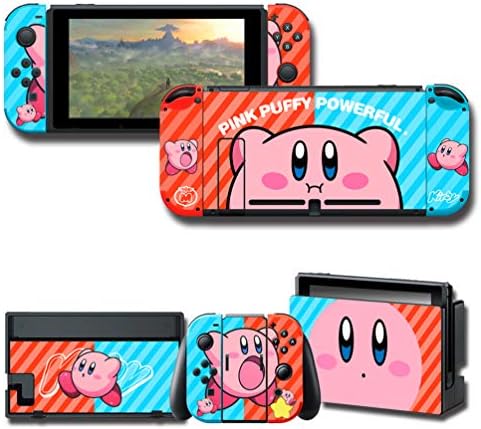 Protector Wrap Skin Decal for Nintendo Switch, Games Faceplate Stickers Full Set Protective Neon Red & Blue Console Joy-Con Dock