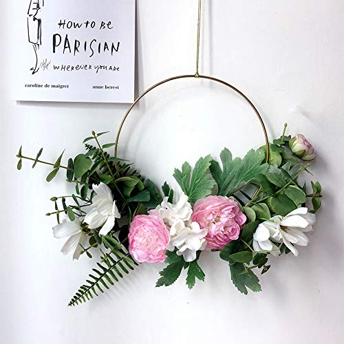 Adeeing 15-Inch Purple Rose Wreath, Rose Garland Hanging Pendant for Home Wall Wedding Decoration - Thumbnail 3