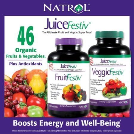 Natrol JuiceFestiv - 120 FruitFestiv Capsules &amp; 120 VeggieFestiv Capsules by JuiceFestivp