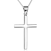 LUHE Cross Necklace Sterling Silver Simple Religious Crucifix Cross Pendant Necklace Jewelry Christmas Gifts for Women