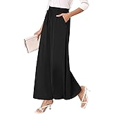 lionstill Women's Chiffon Dressy Pants High Waist Casual Wide Leg Palazzo Pants Loose Trousers with Pockets