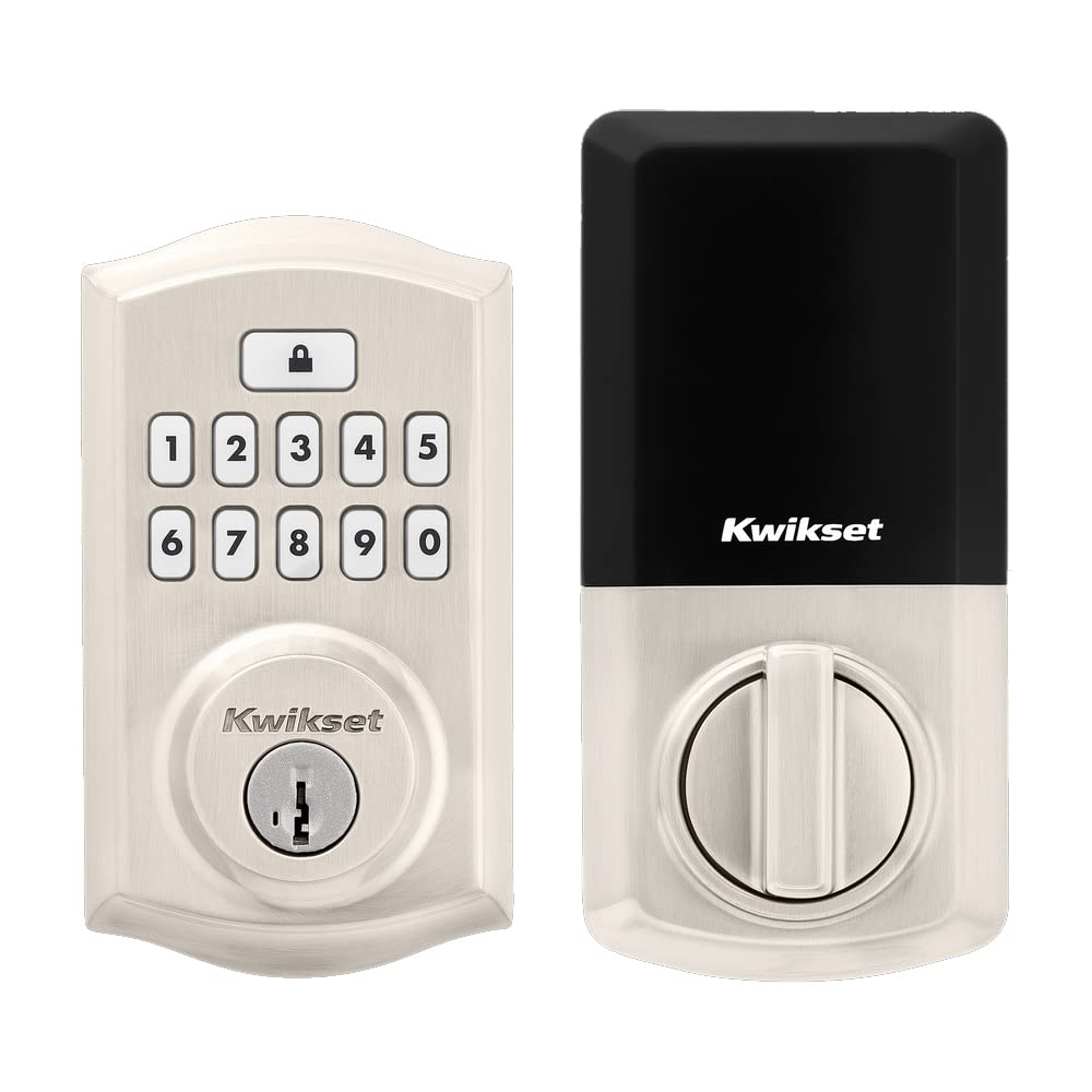 Photo 1 of Kwikset SmartCode 260 Keyless Electronic Keypad Deadbolt, Microban Protected Keypad, Auto Door Lock, SmartKey Re-Key Security, Satin Nickel