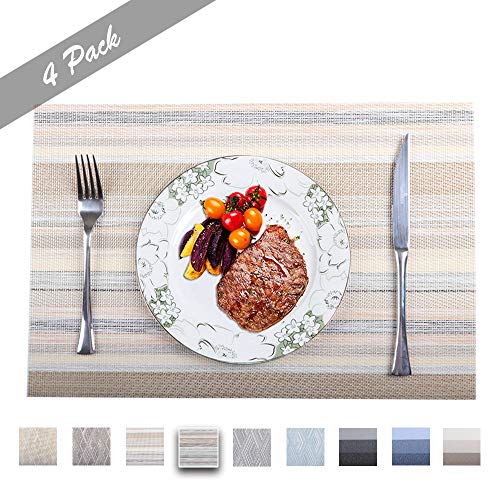 PREMIUM CARE Set of 4 Placemats for Table Heat-Resistant Skid-Proof Table Mats Dining Table Woven Stain Resistant Easy to Clean