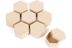 Pack of 8 Paper Mache Hexagon Boxes by Factory Direct Craft - Premade Kraft Cardboard Hexagon Papier Mache Gift Jewlery and Favor Boxes with Lids for DIY Painting and Decoupage (Size 2" x 4")