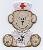 Medical Nurse Bear Sitting Iron on Embroidered Applique Patch