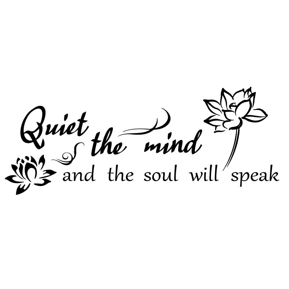 SUPERDANT Yoga Wall Stickers Quiet The Mind and The Soul Will Speak Wall Decal Spiritual Wall Art Lotus Black Vinyl Art Letters Quotes Sticker for Home Bedroom Office Wall Sticker Vinyl Transfer